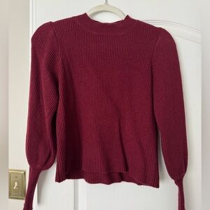 Burgundy Balloon Sleeve Sweater